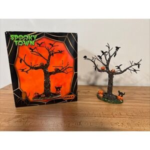 Lemax 2019 Batty For Pumpkins Tree Spooky Town #93418 Bats Pumpkins Curious Cat